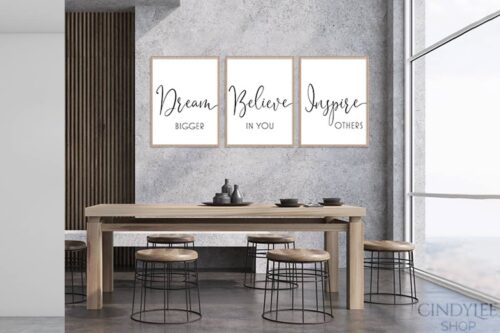 'Dream Believe Inspire' Printable Wall Art Quote