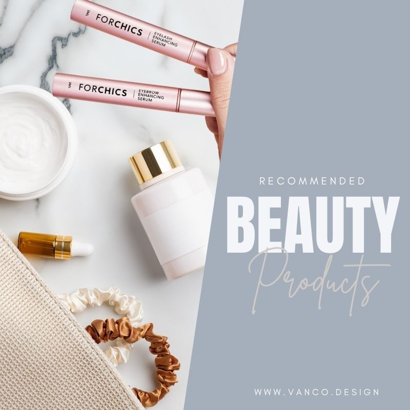 beauty products for lashes, brows, face, skin and makeup