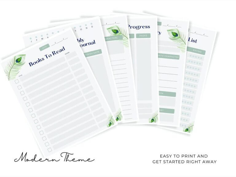 Reading Journal Book Shelf Reading Log For Book Lover I Digital Reading ...