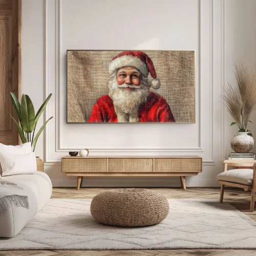 Retro Jolly Vintage Santa Claus Frame TV Art Living Room Decor