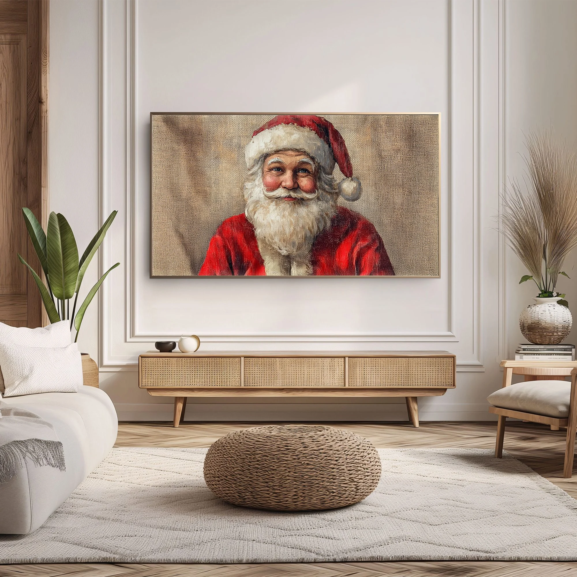 Retro Jolly Vintage Santa Claus Frame TV Art Living Room Decor
