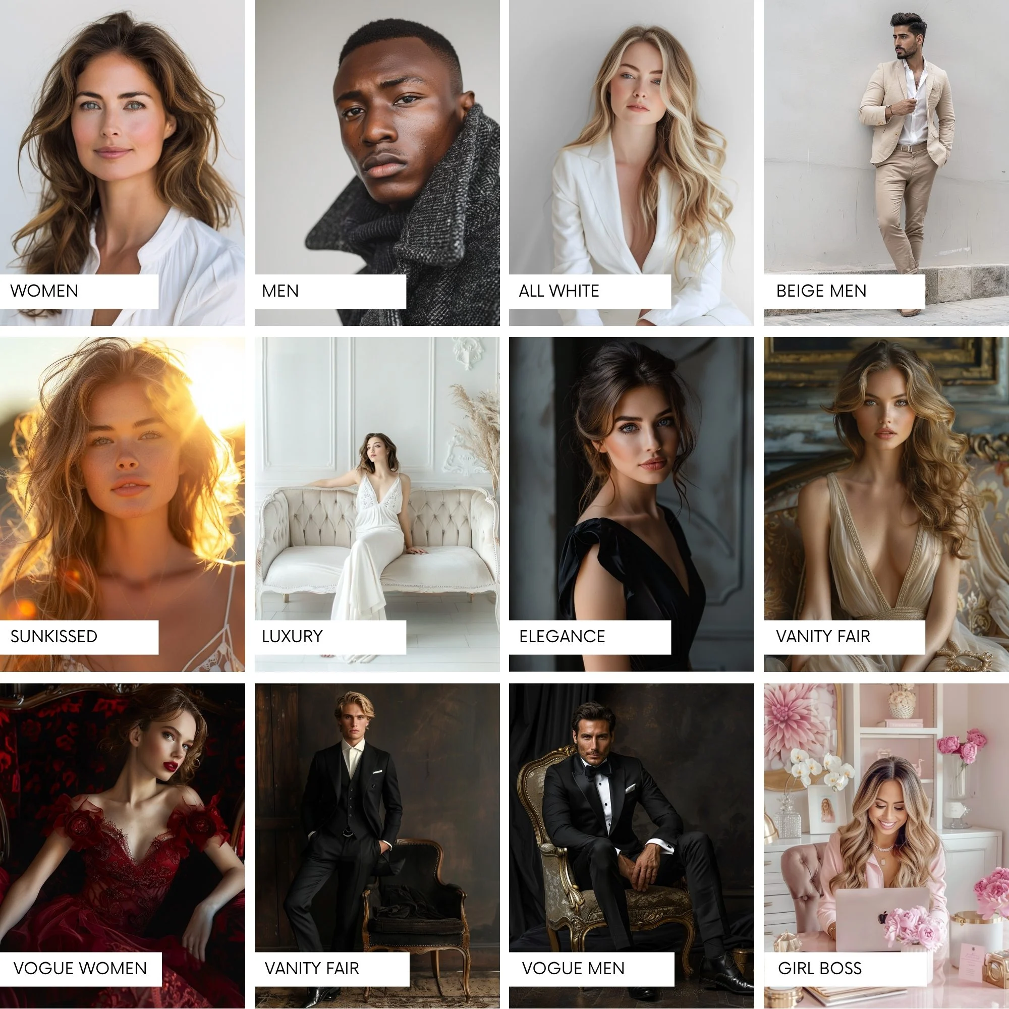 Midjourney AI Prompts Realistic People Portraits, Luxury Stock Photos, Professional Lifestyle, Modern Fashion Beauty Aesthetic