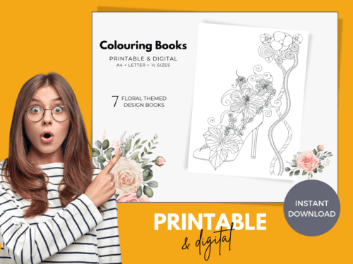 printable digital floral coloring books to download