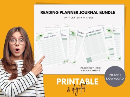 Printable Reading Book Tracker & Journal Organiser