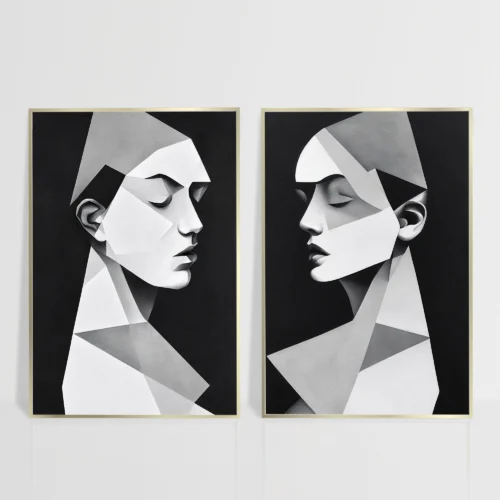 Black and White Monochrome Picasso Wall Art Set of 2