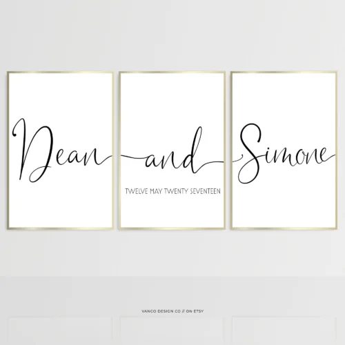 Custom Couple Names Print | personalised couple names print above bed