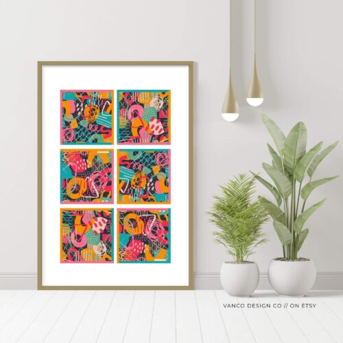 Colorful Abstract Maximalist Decor Eclectic Printable Wall Art, Vibrant Art Print, Contemporary Modern Home Unique Decor Living Room Bright
