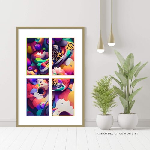 Colorful Abstract Maximalist Decor Eclectic Printable Wall Art, Vibrant Art Print, Bold Contemporary Modern Home Unique Decor Living Room