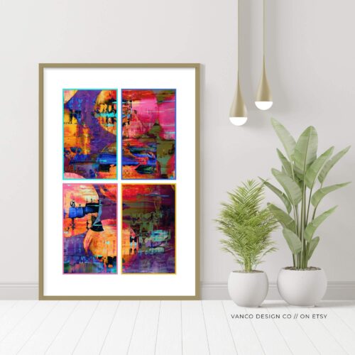 Unique Decor Colorful Abstract Maximalist Wall Art, Bold Vibrant Art Print, Contemporary Modern Home Living Room Large Printable