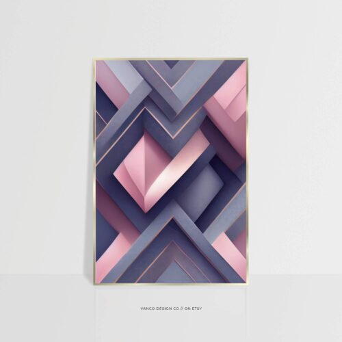 Abstract Pink & Purple Geometric Wall Art