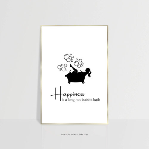 Mid-Century Bubble Bath Wall Art – Self-Care Bathroom Print