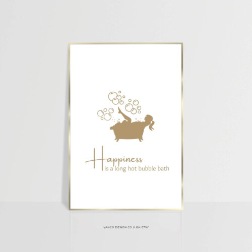 Gold Bubble Bath Wall Art – Modern Bathroom Print