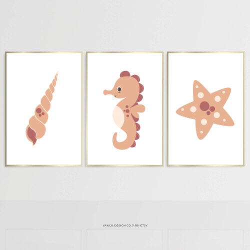 Ocean Sea Creatures Wall Art – Underwater Nursery Set