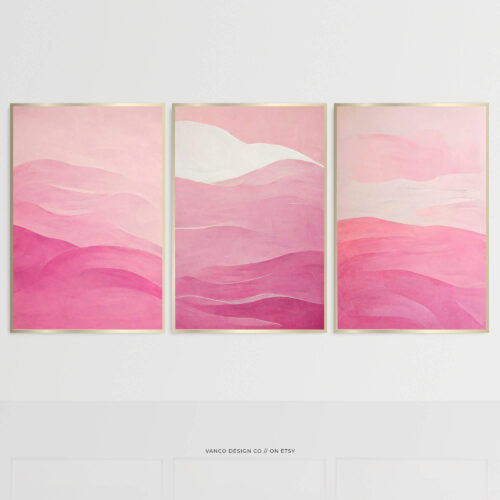 Pink Shades Funky Abstract Wall Art Set of 3