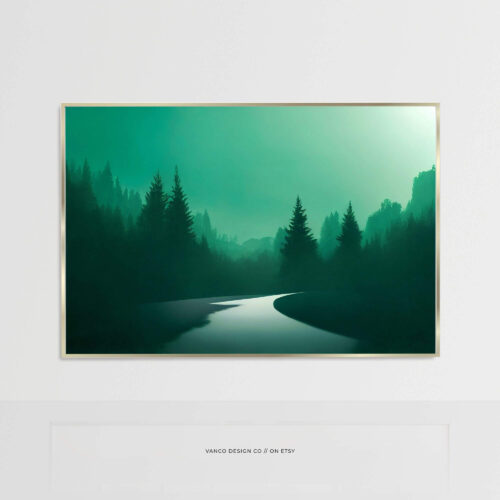 Emerald Forest - Misty Green Landscape Wall Art
