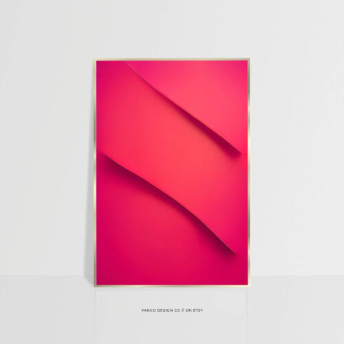 Hot Pink Abstract Print – Bold Preppy Wall Art