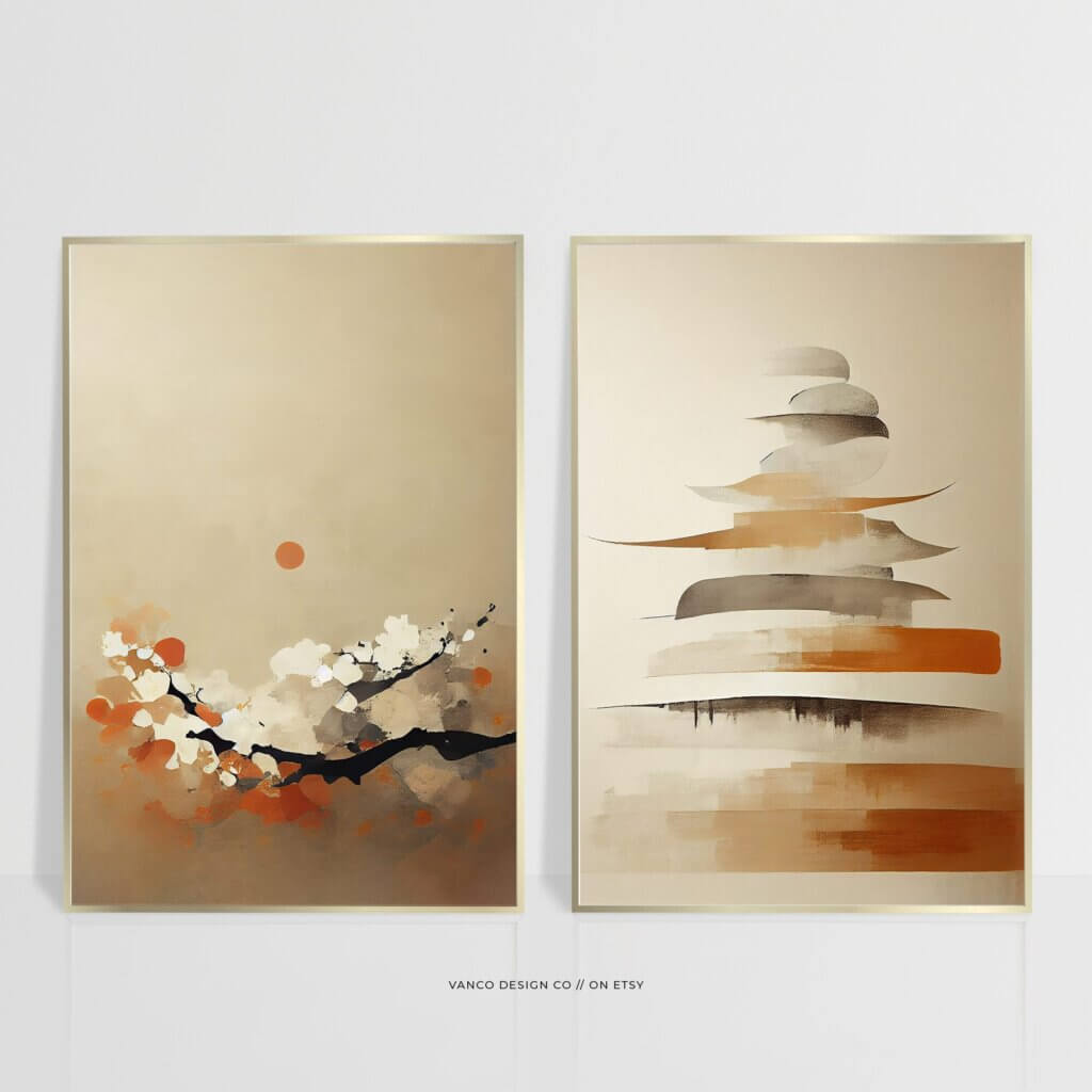 Modern Japandi Neutral Minimalist Wall Art - Vanco Design Co