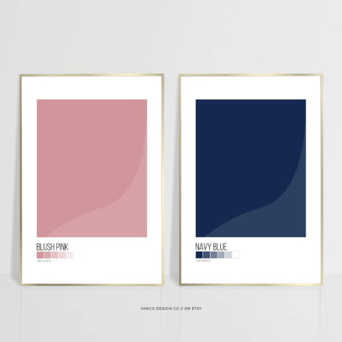 Pink & Navy Color Block Wall Art Set