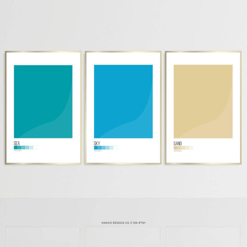 Coastal Beach Shades Colour Block Wall Art Set