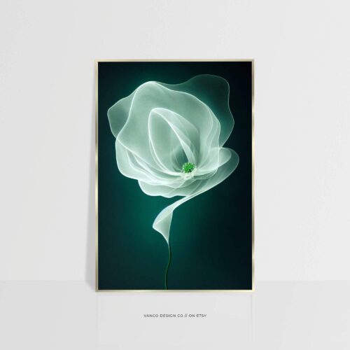 Emerald Green Wall Art – Moden Abstract Flower