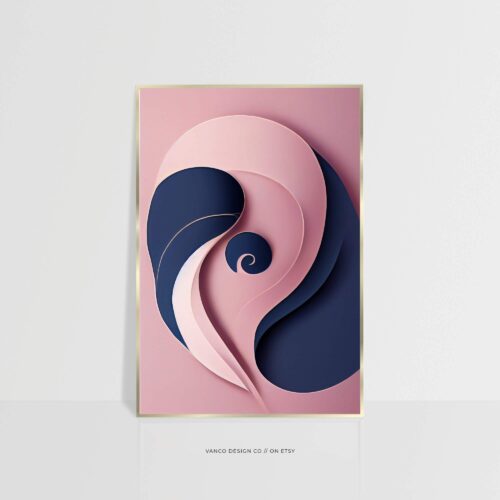 Art Nouveau Pink Navy Wall Art