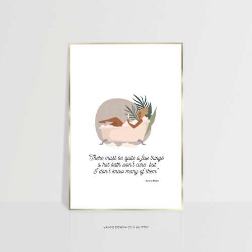 Retro Boho Bubble Bath Bathroom Wall Art