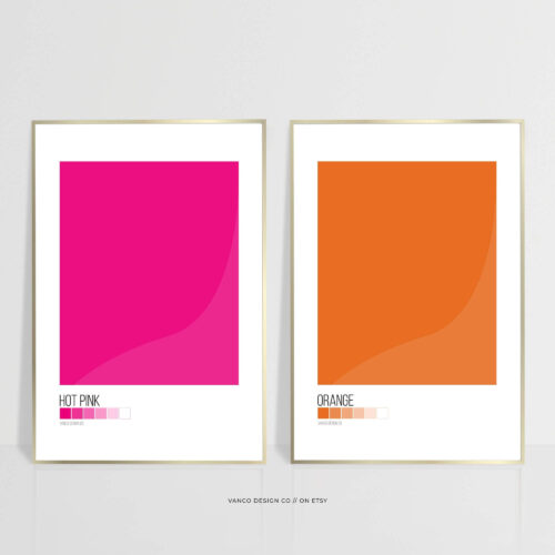Pink & Orange Color Block Wall Art – Set of 2
