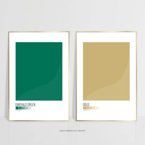 en & Gold Colour Block Wall Art Set