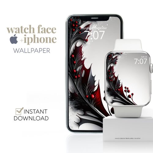 Christmas Floral Watch Face & Wallpaper Set