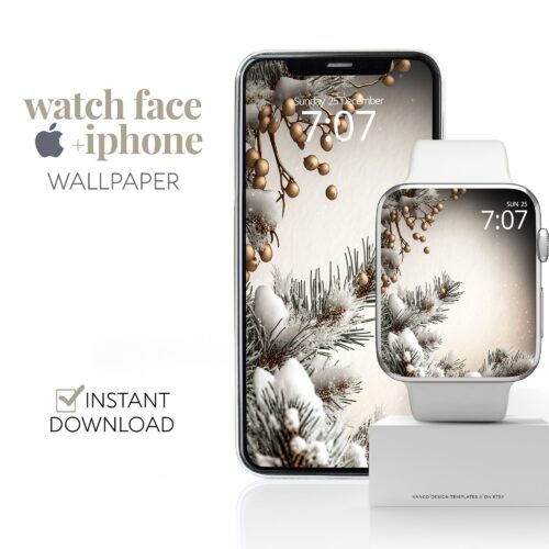 Winter Snow Gold Watch Face & Wallpaper Set