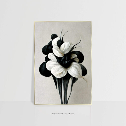 Black & White Abstract Flower Wall Art