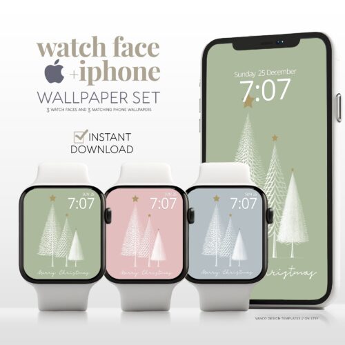 Christmas Winter Tree Watch Face & Wallpaper Set