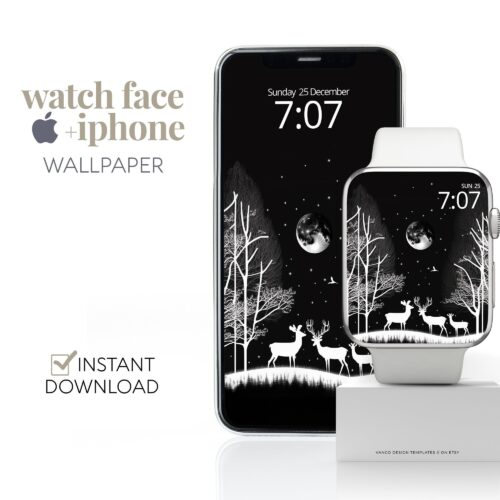 Christmas Reindeer Watch Face & Wallpaper Set