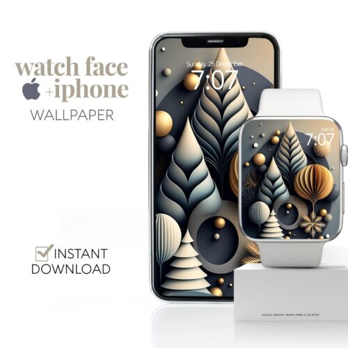 Christmas Tree Blue Watch Face & Wallpaper Set