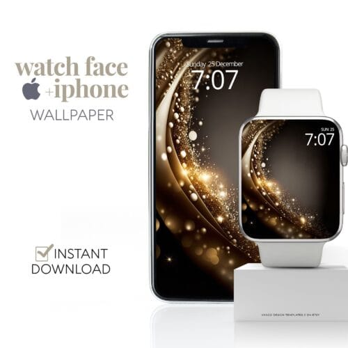 Gold Glitter Watch Face & Wallpaper Set
