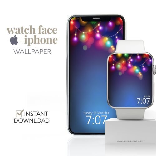 Christmas Lights Watch Face & Wallpaper Set