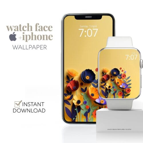 Spring Papercut Flowers Watch Face & Wallpaper Set