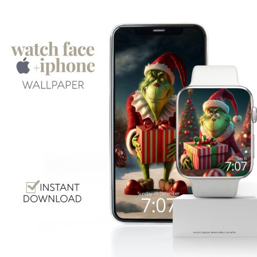 Christmas Grinch Watch Face & Wallpaper Set