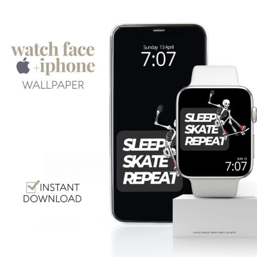 Skeleton Skateboard Watch Face & Wallpaper Set