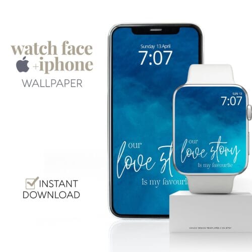 Blue Valentine Love Watch Face & Wallpaper Set