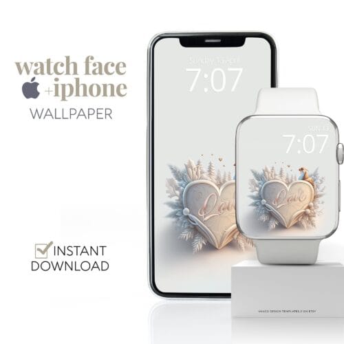 Winter Loveheart Watch Face & Wallpaper Set