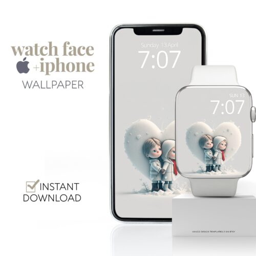 Winter Loveheart Watch Face & Wallpaper Set