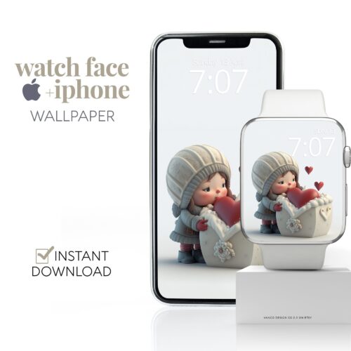 Winter Loveheart Watch Face & Wallpaper Set