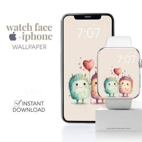 Valentines Day Cute Watch Face & Wallpaper Set