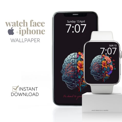 Flower Brain Art Watch Face & Wallpaper Set