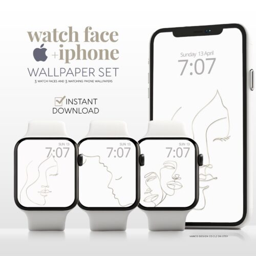 Face Line Art Elegant Watch Face & Wallpaper Set