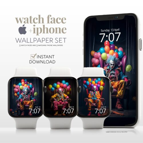 Creepy Clown Watch Face & Wallpaper Set