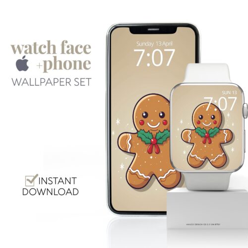Gingerbread Man Watch Face & Wallpaper Set