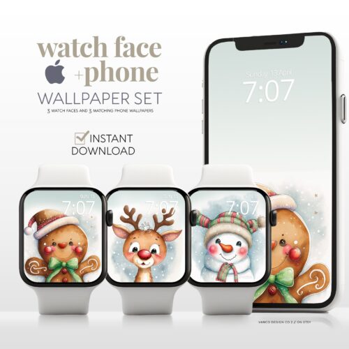 Christmas & Phone Watch Face & Wallpaper Set