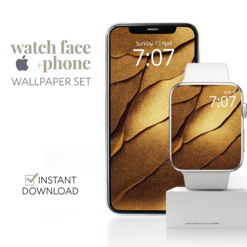 Gold Glitter Watch Face & Wallpaper Set